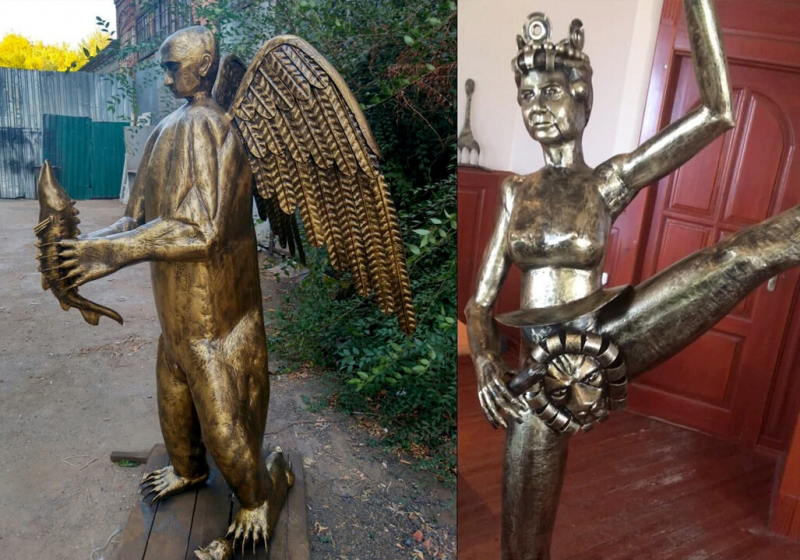 Автор статуи Путина в образе медведя изобразил Елизавету II в виде балерины с сосиской и львом на лобке