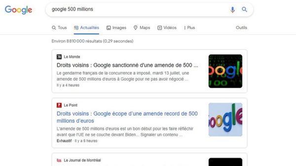 Франция оштрафовала Google на полмиллиарда евро за бесплатный показ новостей