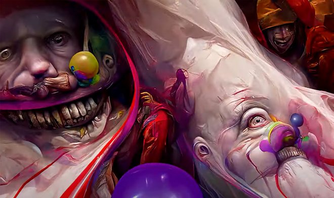 Нейросети научились создавать образы инфернальных клоунов из ночных кошмаров