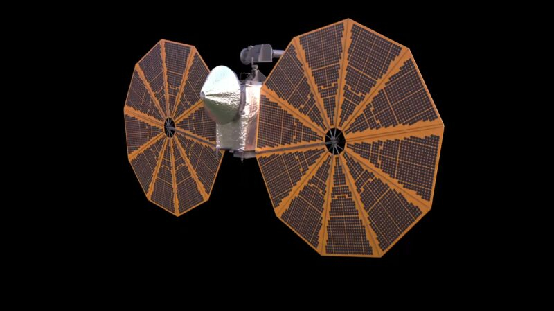 Зонд Lucy постепенно разворачивает свою не до конца раскрывшуюся панель