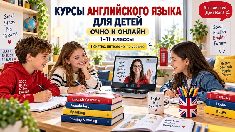 Курсы английского языка для детей в центре Английский Для Вас!
